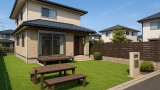 日進市の戸建て外構に施工された人工芝のイメージ