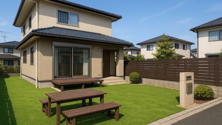 日進市の戸建て外構に施工された人工芝のイメージ