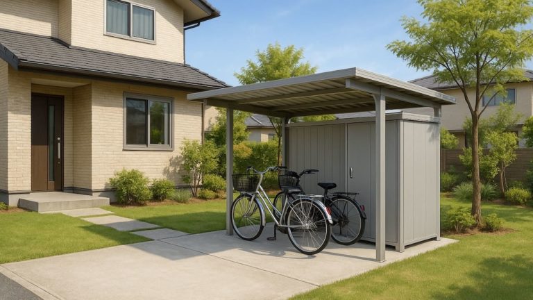 日進市の戸建て外構に施工された自転車置き場のイメージ