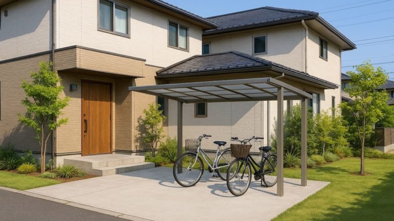 延岡市の戸建て外構に施工されたサイクルポートのイメージ