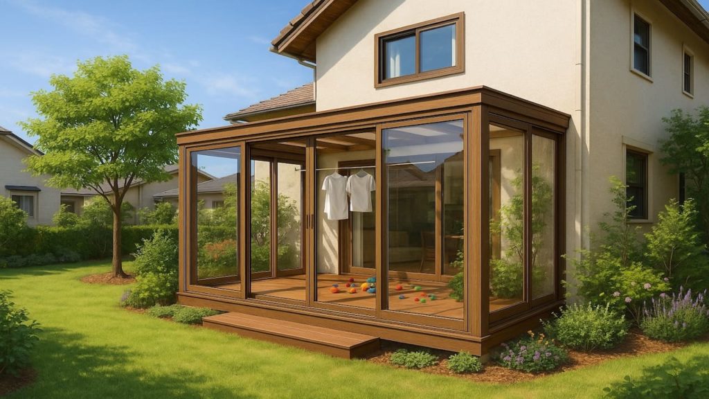 沼津市の戸建て外構に施工されたテラス囲い・サンルームのイメージ