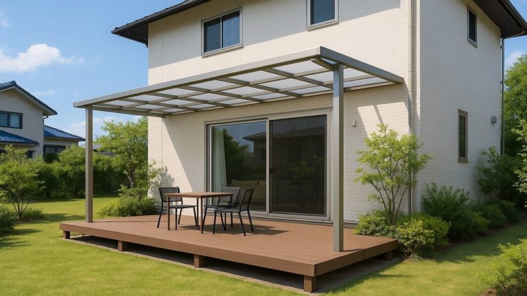 沼津市の戸建て外構に施工されたテラス屋根のイメージ