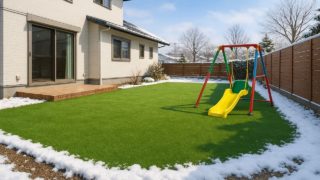 帯広市の戸建て外構に施工された人工芝のイメージ