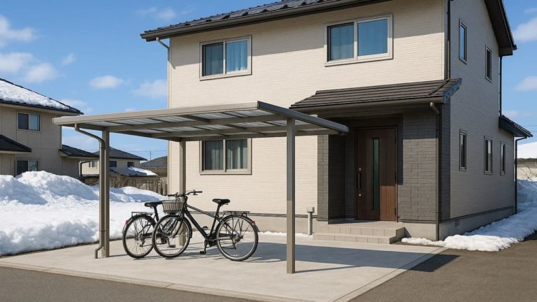 帯広市の戸建て外構に施工されたサイクルポートのイメージ