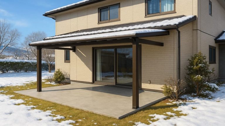 帯広市の戸建て外構に施工されたテラス屋根のイメージ