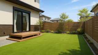 【小田原市】人工芝 工事の価格相場|古い家でも垢抜ける配置5選 小田原市の戸建て外構に施工された人工芝のイメージ