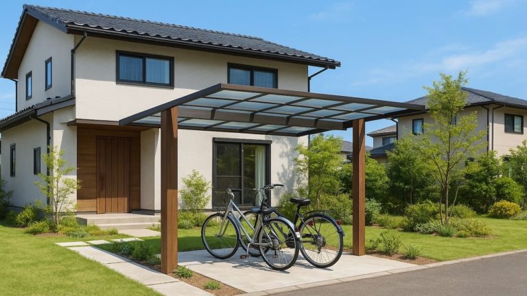 小田原市の戸建て外構に施工されたサイクルポートのイメージ