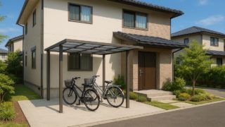 大分県の戸建て外構に施工されたサイクルポートのイメージ