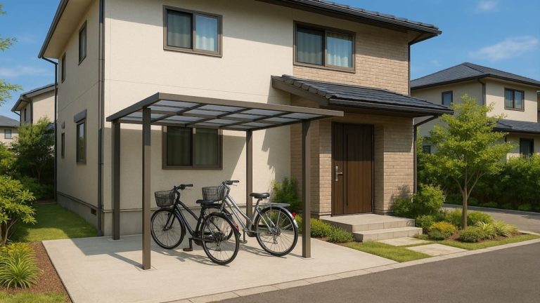 大分県の戸建て外構に施工されたサイクルポートのイメージ