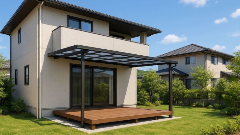 大分県の戸建て外構に施工されたテラス屋根のイメージ