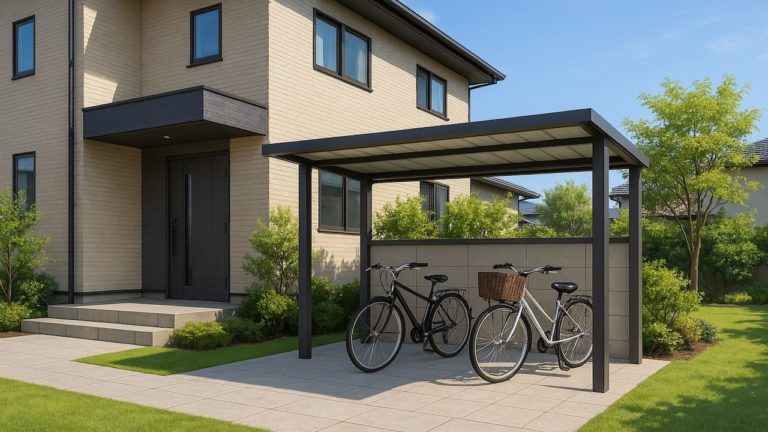 岡山県の戸建て外構に施工された自転車置き場のイメージ