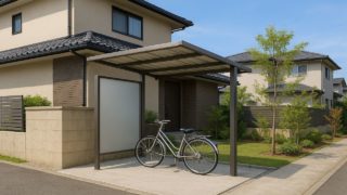 岡山県の戸建て外構に施工されたサイクルポートのイメージ