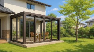 岡山県の戸建て外構に施工されたテラス囲い・サンルームのイメージ