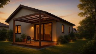 岡山県の戸建て外構に施工されたテラス屋根のイメージ