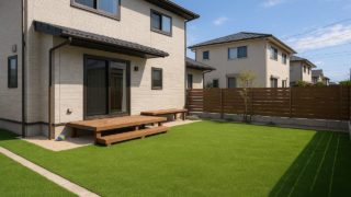 岡崎市の戸建て外構に施工された人工芝のイメージ