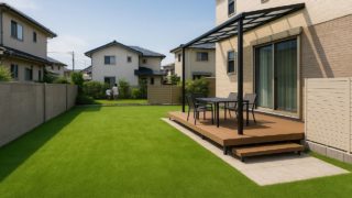 青梅市の戸建て外構に施工された人工芝のイメージ