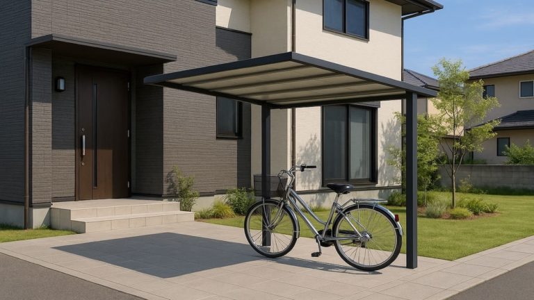 青梅市の戸建て外構に施工された自転車置き場のイメージ