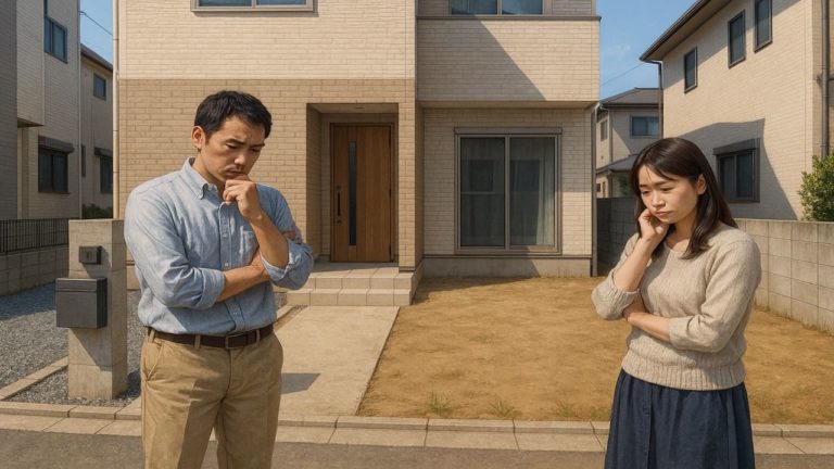 青梅市の外構工事の失敗にがっかりする夫婦のイメージ