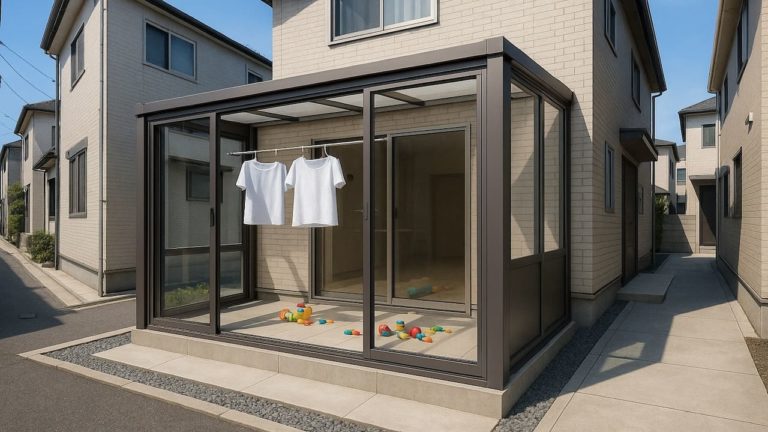 青梅市の戸建て外構に施工されたテラス囲い・サンルームのイメージ