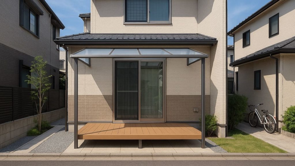 青梅市の戸建て外構に施工されたテラス屋根のイメージ