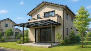 大牟田市の戸建て外構に施工されたテラス屋根のイメージ