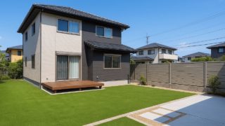 尾道市の戸建て外構に施工された人工芝のイメージ