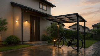 尾道市の戸建て外構に施工された自転車置き場のイメージ