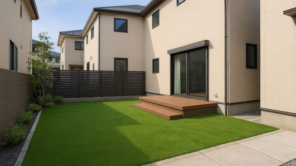 大阪府の戸建て外構に施工された人工芝のイメージ