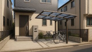 大阪府の戸建て外構に施工されたサイクルポートのイメージ