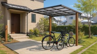 奥州市の戸建て外構に施工された自転車置き場のイメージ