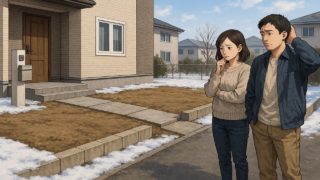 【奥州市】外構工事にある失敗5つ|将来を想像しなかったパターン 奥州市の外構工事の失敗にがっかりする夫婦のイメージ