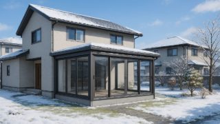 奥州市の戸建て外構に施工されたテラス囲い・サンルームのイメージ