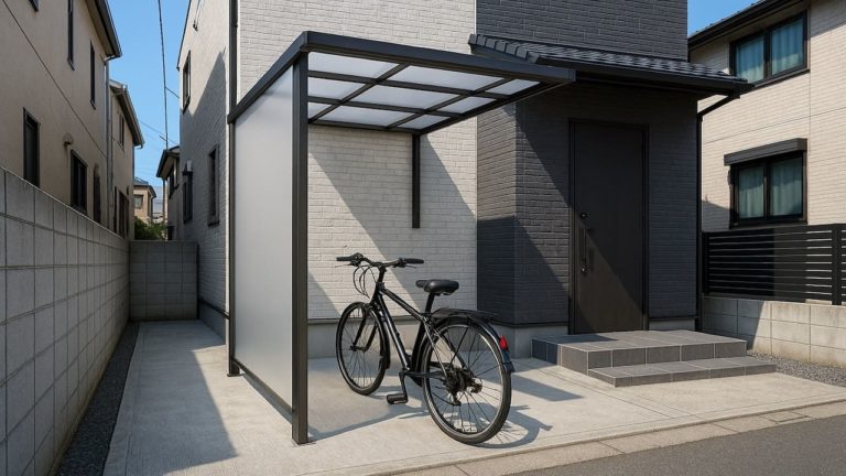 太田市の戸建て外構に施工されたサイクルポートのイメージ