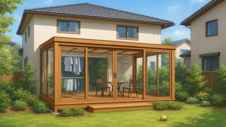 太田市の戸建て外構に施工されたテラス囲い・サンルームのイメージ