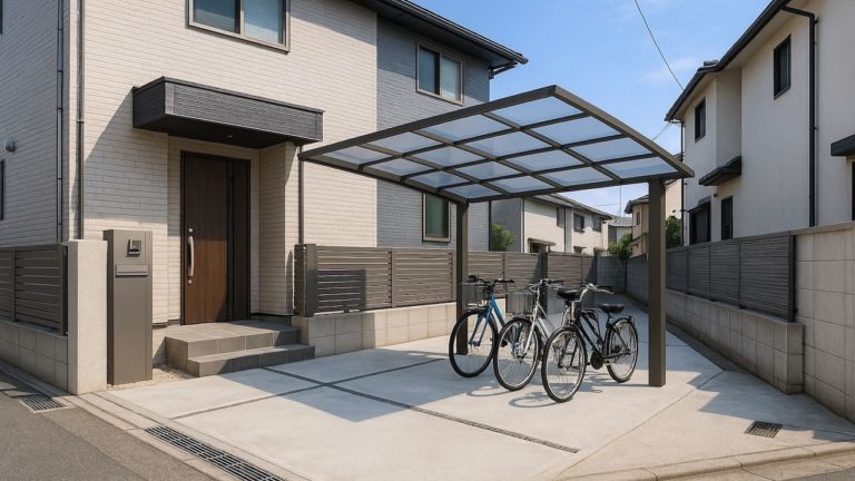 大田区の戸建て外構に施工されたサイクルポートのイメージ