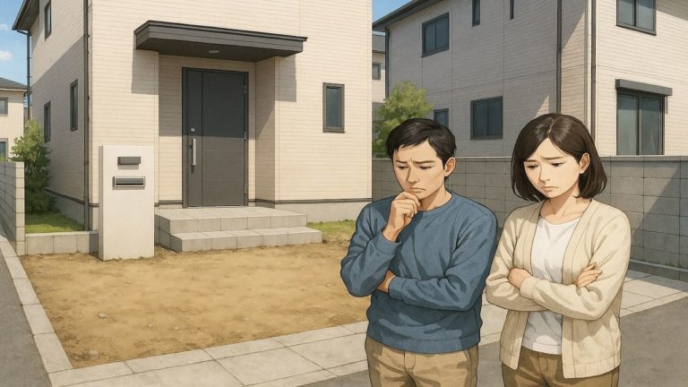 大田区の外構工事の失敗にがっかりする夫婦のイメージ