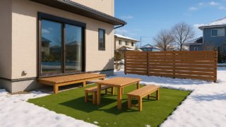 小樽市の戸建て外構に施工された人工芝のイメージ