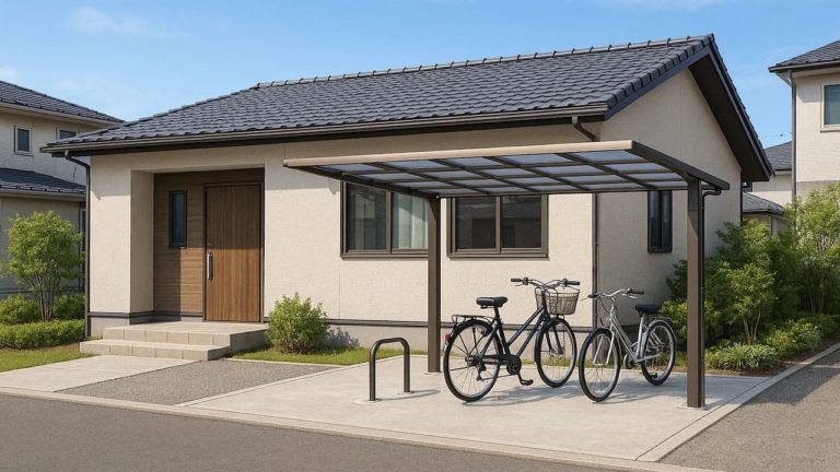 小樽市の戸建て外構に施工されたサイクルポートのイメージ