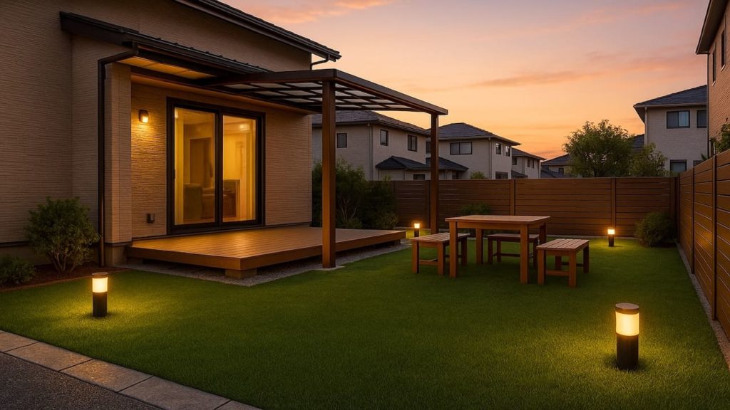 大津市の戸建て外構に施工された人工芝のイメージ