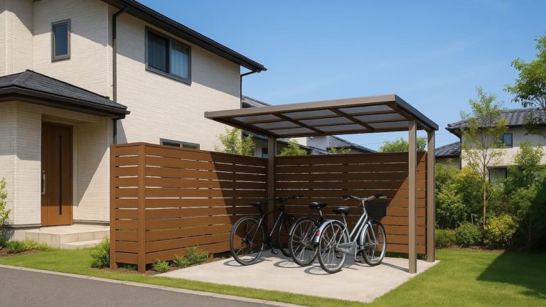 大津市の戸建て外構に施工された自転車置き場のイメージ