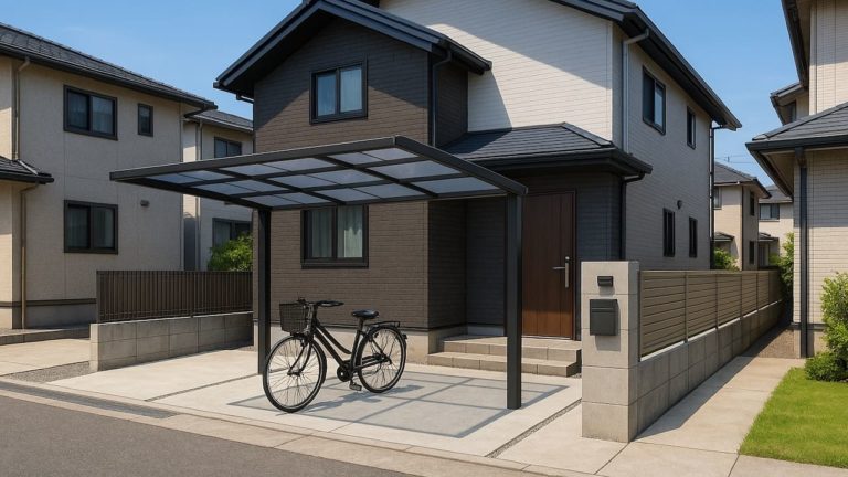 大津市の戸建て外構に施工されたサイクルポートのイメージ