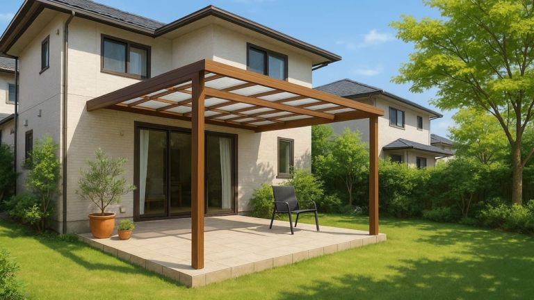 大津市の戸建て外構に施工されたテラス屋根のイメージ