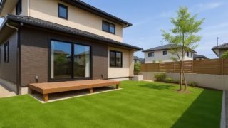 小山市の戸建て外構に施工された人工芝のイメージ