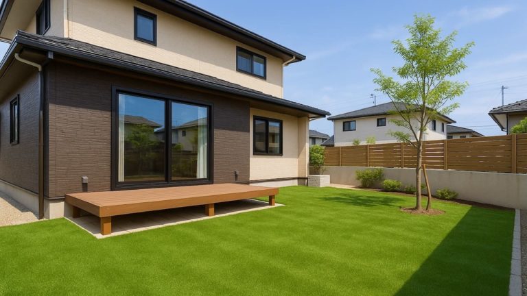 小山市の戸建て外構に施工された人工芝のイメージ