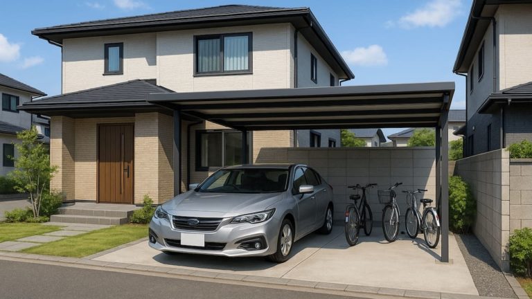 小山市の戸建て外構に施工された自転車置き場のイメージ