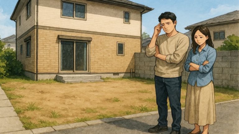 小山市の外構工事の失敗にがっかりする夫婦のイメージ