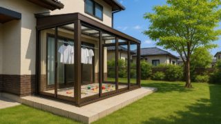 佐賀県の戸建て外構に施工されたテラス囲い・サンルームのイメージ