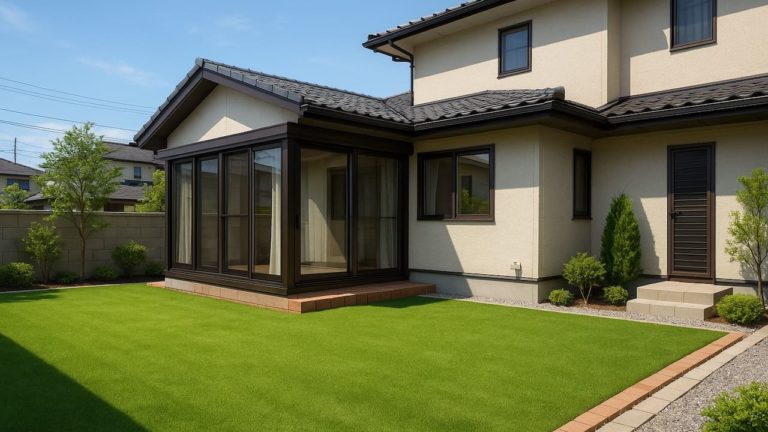 相模原市の戸建て外構に施工された人工芝のイメージ