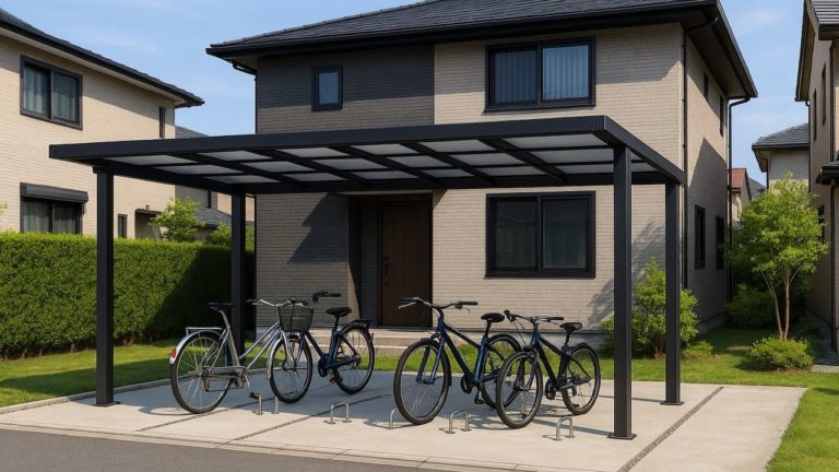 西条市の戸建て外構に施工されたサイクルポートのイメージ