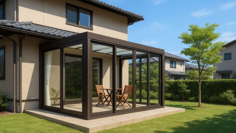 西条市の戸建て外構に施工されたテラス囲い・サンルームのイメージ